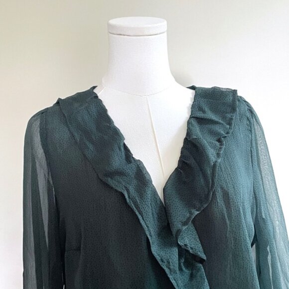 Abercrombie Fitch Large Chiffon Bodysuit Ruffle Coquette Romantic Forest Fairy - Picture 3 of 16